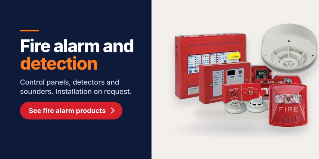 Fire alarm and detection: control panels, detectors and sounders, installation on request